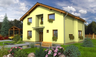 Maison grenier classique avec toit à pignon.